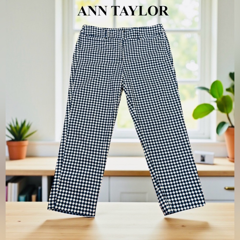 Ann Taylor Factory, Printed Ankle Pants, Size 12, Blue / White / Black